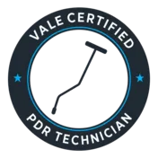 Vale Training Solutions certified paintless dent repair technician badge — Precision Dent Repair