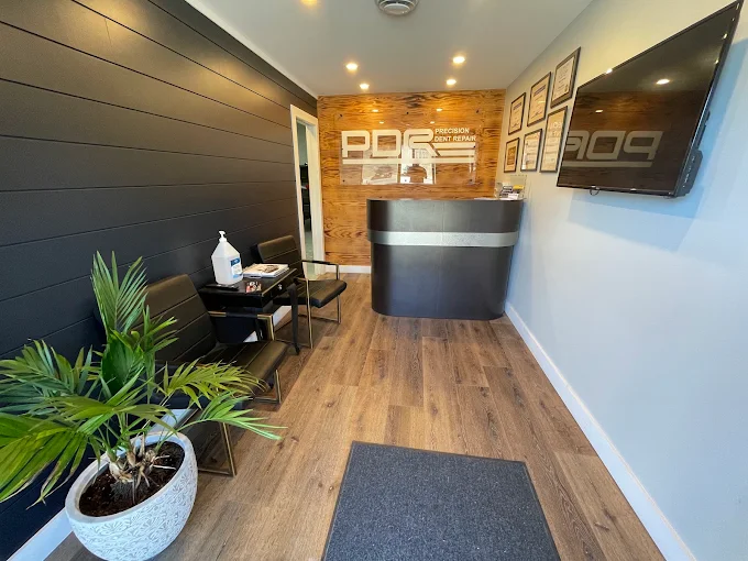 Front office of Precision Dent Repair at 4055 Harvester Rd Unit 6, Burlington, Ontario